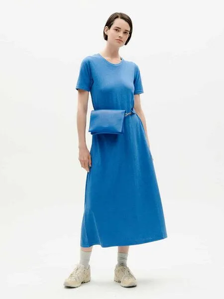 thinking mu thinking mu Langes Kleid - Hemp Oueme - aus Hanf & Bio-Baumwolle, Blau (heritage blue), – Produktbild 1 von 3