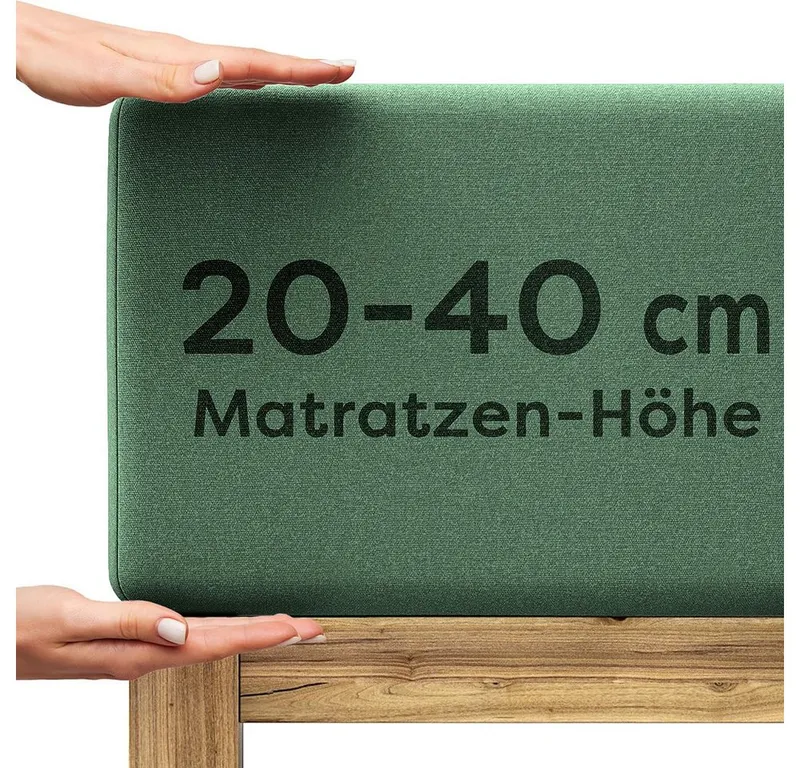 Wolkenfeld Spannbettlaken Boxspringbett Bettlaken - Spannbetttuch für Matratzen bis 40cm, Jersey, Gummizug: rundum, (1 Stück), Elastisch & Rutschfest: 90x200, 140x200, 160x200, 180x200 & Übergrößen, Grün, – Produktbild 2 von 8
