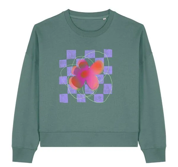 Kultgut Kultgut Artdesign - Biofair- Pulloversweater im Boxistyle / Dopamin Shot, Grün (blaugrün), – Produktbild 1 von 4