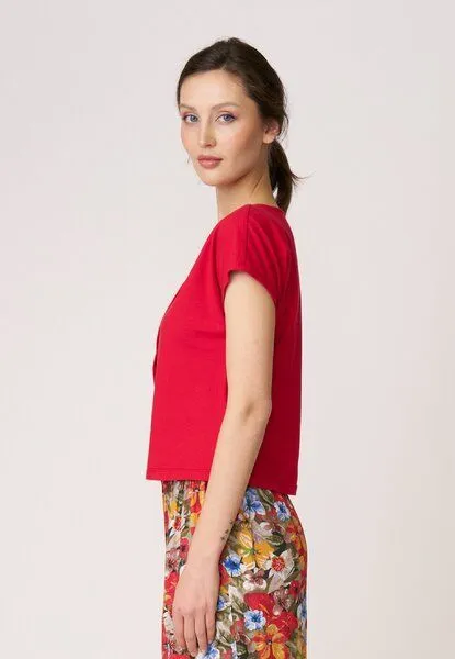 LANA Organic LANA Organic Shirt mit Knopfleiste, Modell Edda, Tomate, – Produktbild 3 von 4