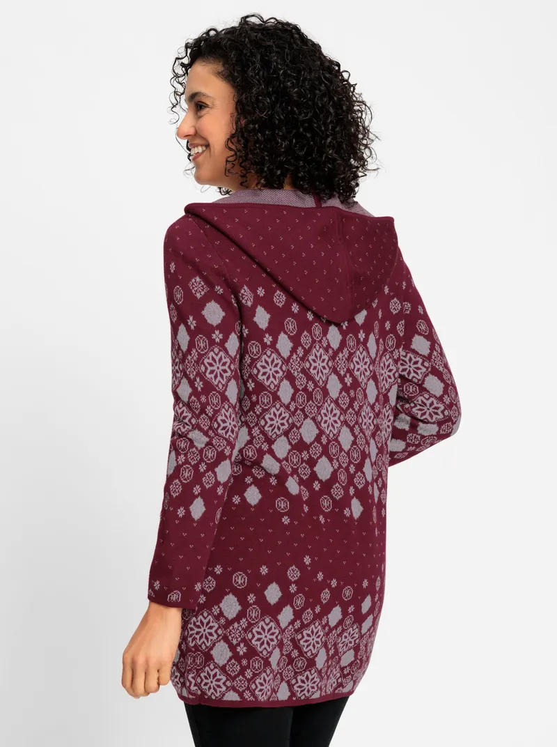 Witt Longstrickjacke, Dunkelrot-gemustert, – Produktbild 3 von 3