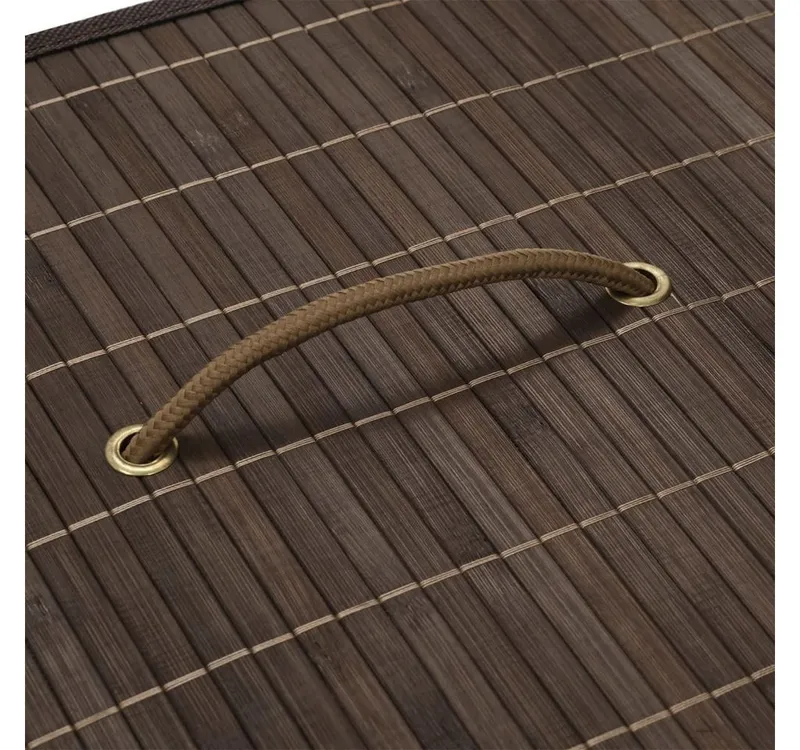 furnicato Wäschekorb Bambus-Wäschebehälter 40 x 30 x 60 cm Dunkelbraun (1 St), Klappbare Wäschetonne mit herausnehmbarem Innensack und Griffen, Braun, – Produktbild 4 von 5