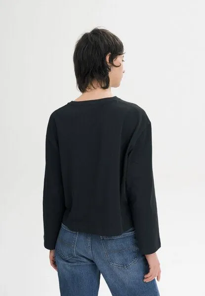 MELA MELA Oversized Langarmshirt schwer Style SANGEETHA aus 100% Bio-Baumwolle, Schwarz, – Produktbild 2 von 4