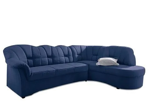DOMO collection Ecksofa Papenburg, zeitlose Rückensteppung, elegante Armlehne, L-Form, mit Ottomane, wahlweise mit Bettfunktion, Blau, – Produktbild 3 von 5