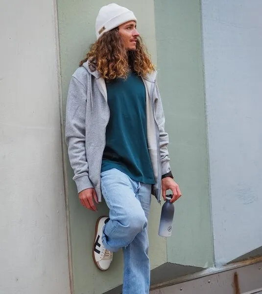 Gary Mash GARY MASH Zipjacke mit Kapuze, Unisex aus Biobaumwolle, Grau meliert, – Produktbild 1 von 4