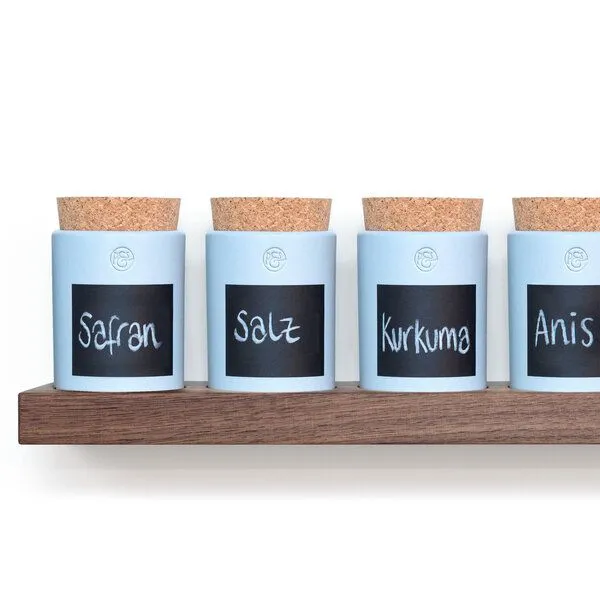 klotzaufklotz klotzaufklotz Gewürzregal Nussbaum, Taubenblau, – Produktbild 1 von 5