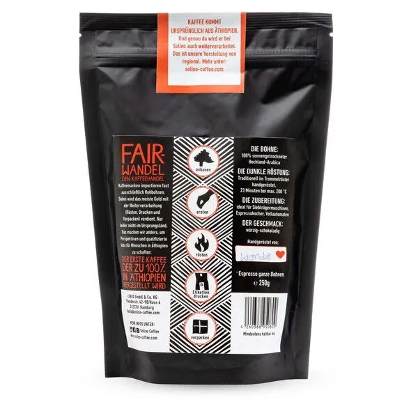 Solino Coffee Solino Coffee Espresso ganze Bohnen 250g – Produktbild 2 von 2