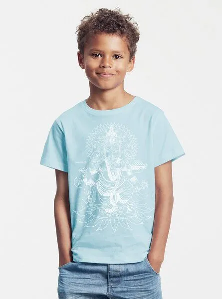 Peaces.bio - handbedruckte Biomode Peaces.bio - handbedruckte Biomode Bio-Kinder T-Shirt Ganesha, Hellblau, – Produktbild 2 von 2