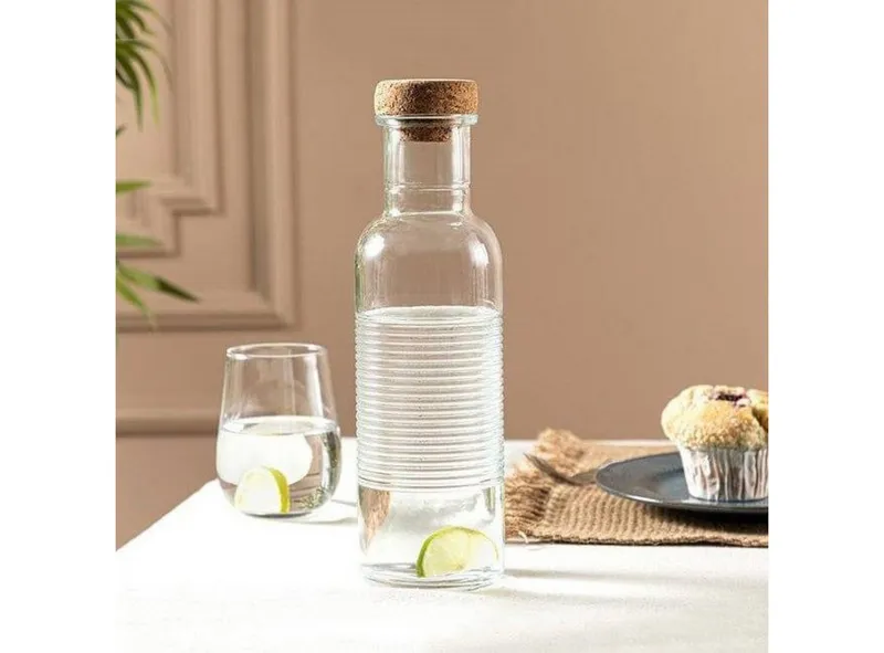 Pasabahce Pasabahce Trinkflasche HOOP Flasche aus Glas mit einem Bambusdeckel Transparent 1 Liter – Produktbild 2 von 3