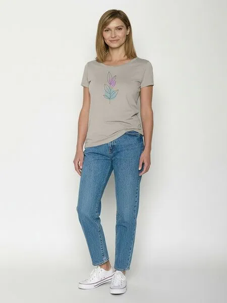 GreenBomb GREENBOMB Bloom Classic Loves - Sportliches T-Shirt aus Bio-Baumwolle / hochwertiger Print / GOTS / Fair & Vegan, Grau (sandstone), – Produktbild 3 von 4