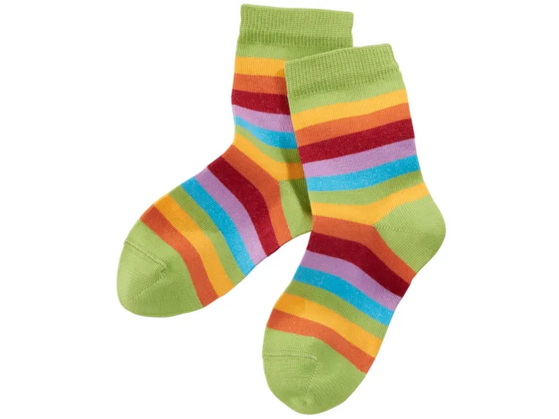 grödo Kinder Socken Baumwolle (kbA) stachelbeer-sonne Gr.3-4, Grün, mehrfarbig, – Produktbild 1 von 1