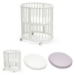 Stokke Set Sleepi Mini Wiegen mit Mini-Matratze und Spannbettlaken - White - Lavender – Produktbild 1 von 1