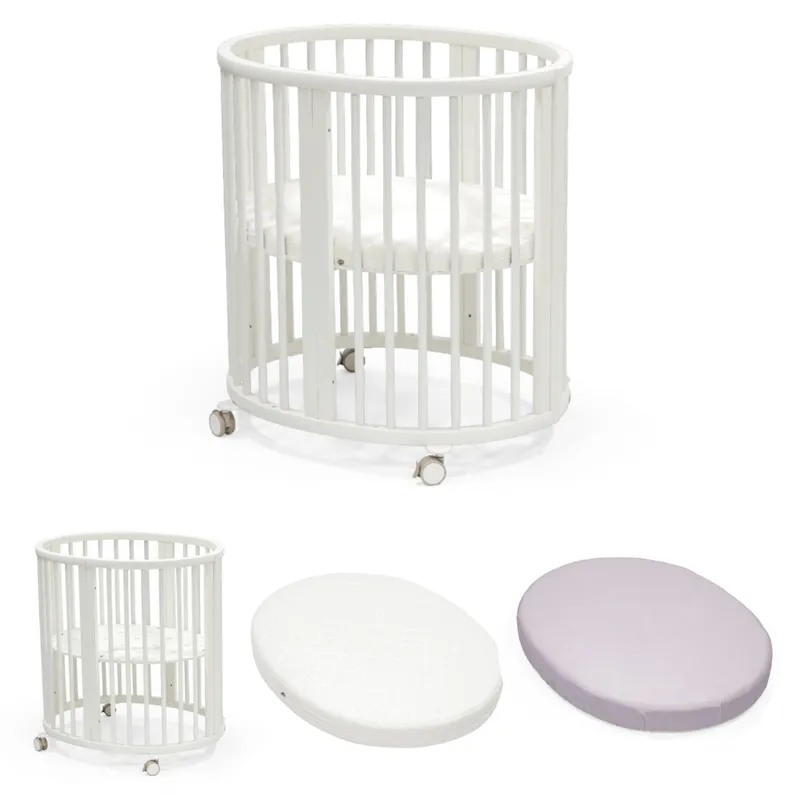 Stokke Set Sleepi Mini Wiegen mit Mini-Matratze und Spannbettlaken - White - Lavender, White - lavender, – Produktbild 1 von 1