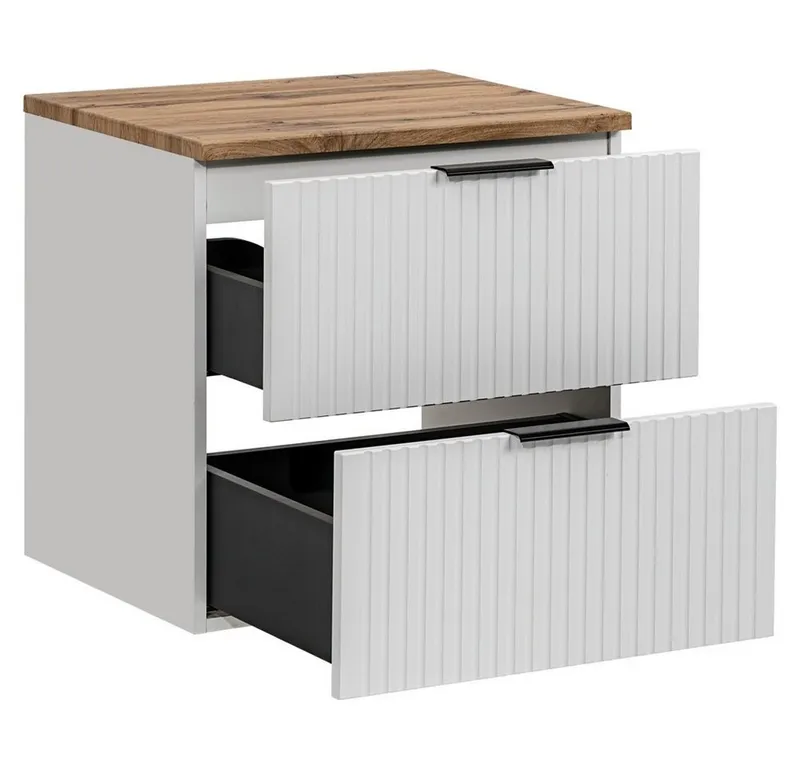 Lomadox Waschtisch ADELAIDE-56-WHITE, Badmöbel Waschtischunterschrank 60 cm matt weiß, Waschbecken Beton, Weiß, – Produktbild 4 von 4