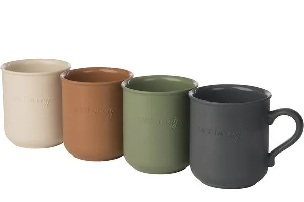 reMAIN reMAIN MAINmug - 4 St. stabile u. bruchfeste Mehrwegtassen mit Griff aus Recyclingkunststoff - nachhaltige Tassen für Heiß/Kaltgetränke - Kinderbecher - Camping - etc., Gemischt, – Produktbild 1 von 3