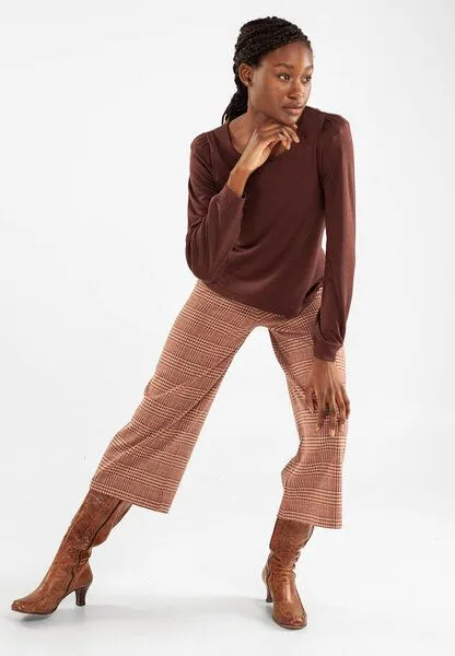 Alma & Lovis Alma & Lovis Bluse mit Ärmelraffung aus Tencel und Wolle | Wool-Ten Bluse, Feige (bordeaux), – Produktbild 4 von 4