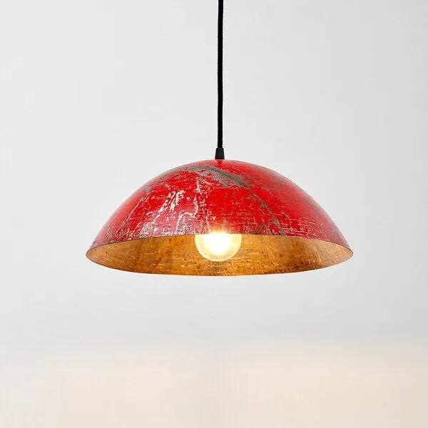 Moogoo Creative Africa Moogoo Creative Africa Kleine Deckenleuchte aus recycelten Ölfässern 34cm Durchmesser Industrial Design Upcycling, Rot, – Produktbild 1 von 4
