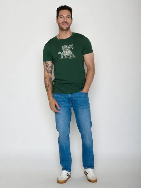 GreenBomb GREENBOMB Turtle Walk Guide - Sportliches T-Shirt aus Bio-Baumwolle / hochwertiger Print / GOTS / Fair & Vegan, Grün (flaschengrün), – Produktbild 3 von 4