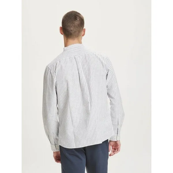 KnowledgeCotton Apparel KnowledgeCotton Apparel Hemd STRIPED aus Bio-Baumwolle und Bio-Leinen, Weiß (snow white), – Produktbild 2 von 3