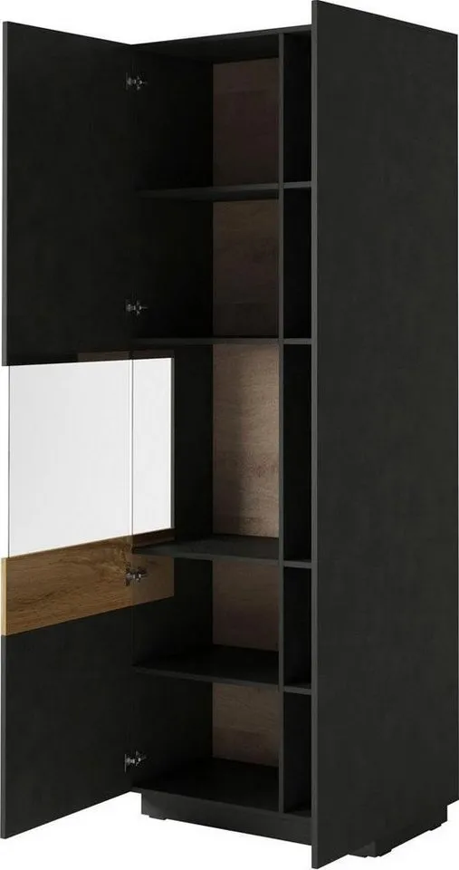 OTTO home Vitrine SILKE Höhe 207 cm, Grau, – Produktbild 3 von 8