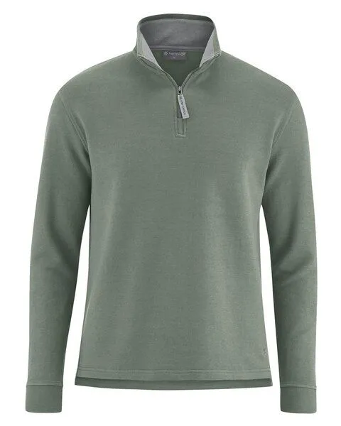 HempAge HempAge Herren Sweatware Troyer Hanf/Bio-Baumwolle, Thyme (grün), – Produktbild 1 von 2