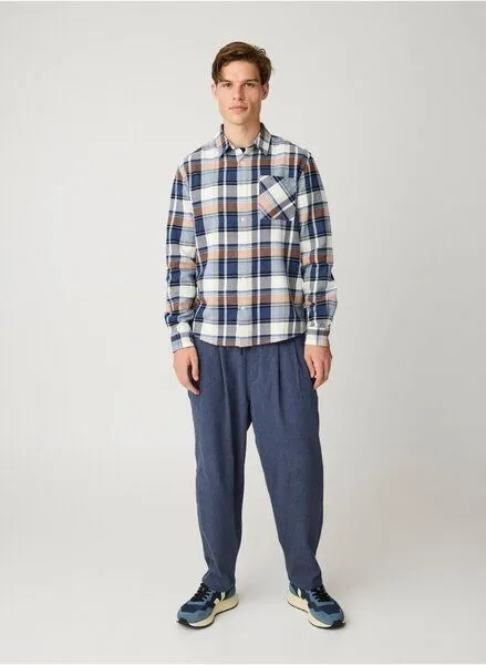 KnowledgeCotton Apparel KnowledgeCotton Apparel Kariertes Hemd CHECKERED SHIRT Flanell aus Bio-Baumwolle, Blau (navy), – Produktbild 2 von 4