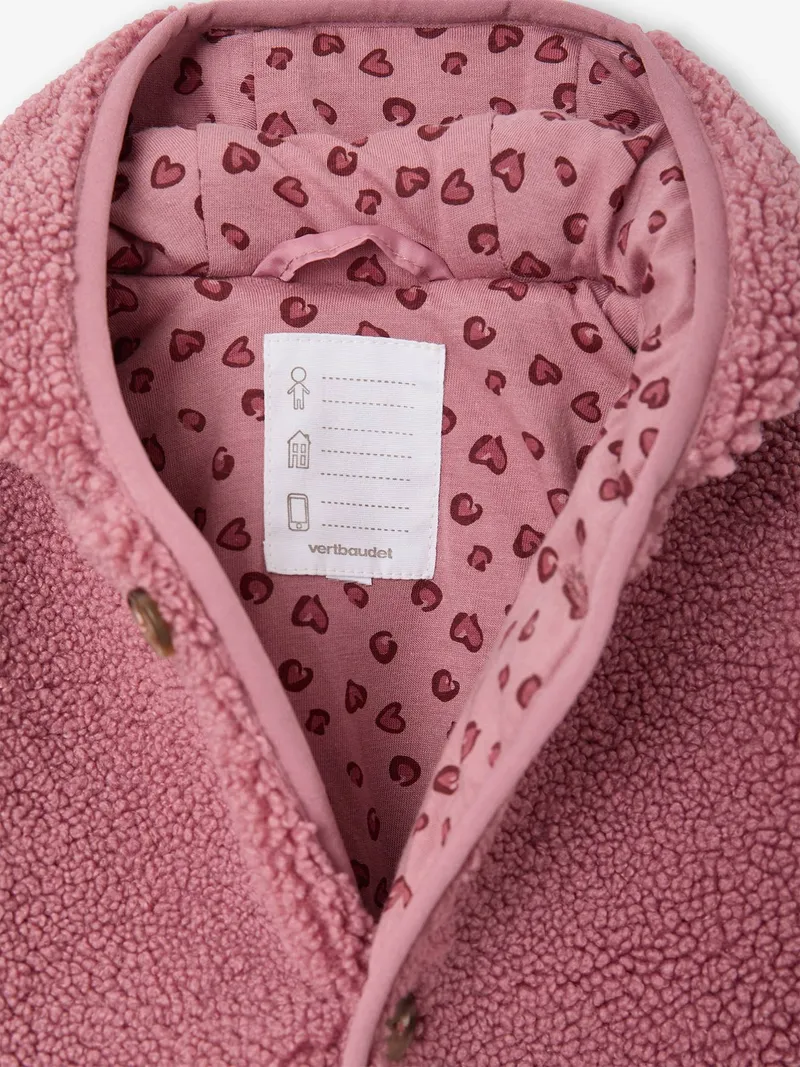 Vertbaudet Baby Jacke aus Teddyfleece mit Leo-Futter, Altrosa, – Produktbild 4 von 4