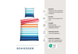 Schiesser Schiesser Bettwäsche Happy Stripe aus weicher Baumwolle und jeder Menge bunter Streifen, Renforcé, 2 teilig, OEKO-TEX® MADE IN GREEN – Produktbild 1 von 1