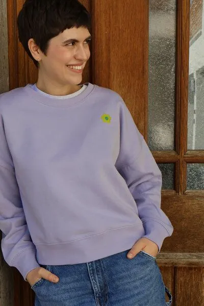 Kultgut Kultgut Artdesign - Goodness Pulloversweater im Boxistyle / Little Flower, Lila, – Produktbild 1 von 4