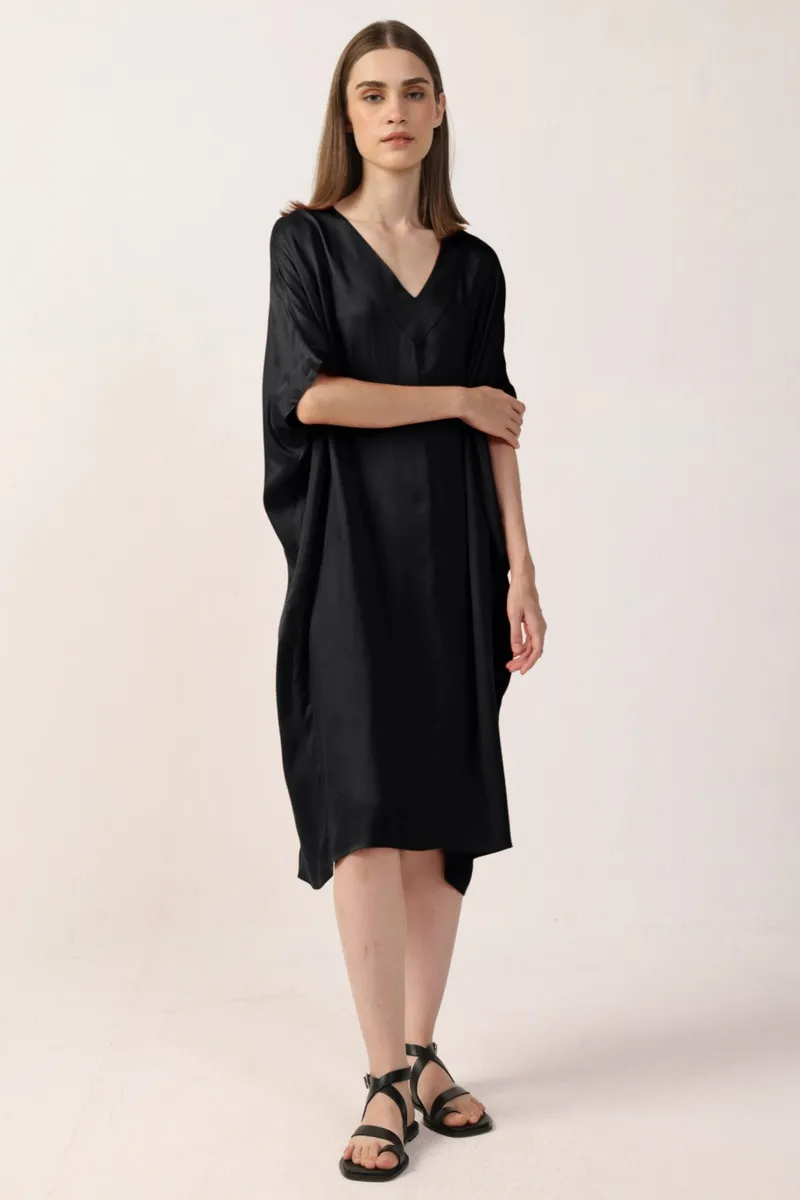 Neu Nomads Neu Nomads Damen vegan Kleid Kaftan Francine Schwarz, Schwarz, – Produktbild 1 von 1