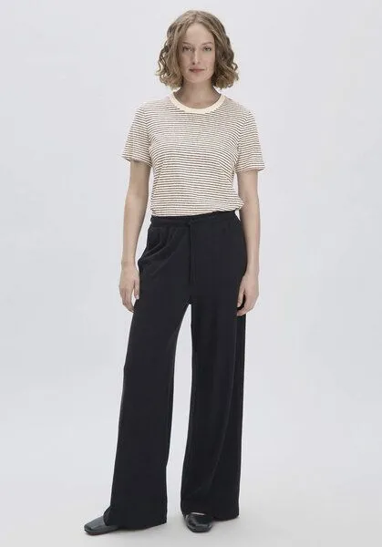 hessnatur hessnatur Jersey Hose Wide Leg Relaxed aus reiner Bio-Baumwolle mit Leinen, Schwarz, – Produktbild 1 von 4