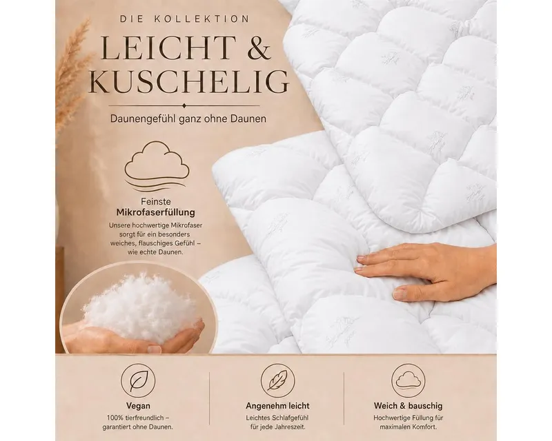 SEI Design Microfaserbettdecke Winter Bettdecke SWAN - warme Decke weich wie Daunen, Füllung: 100% Mikrofaser, Bezug: 100% Mikrofaser, ein Gefühl wie Daunen, Weiß, – Produktbild 4 von 5