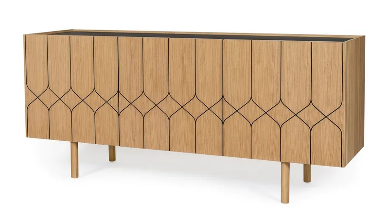 Woodman Kommode, Holzfurnier aus Eiche, Skandinavisches Design, FSC®-zertifiziert, Beige|schwarz, – Produktbild 3 von 5