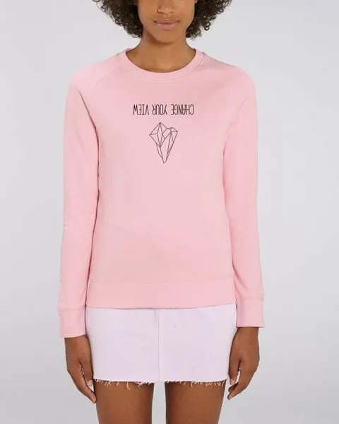Human Family Human Family Bio Damen Rundhals Sweatshirt "Feel - Change your view" - in 7 Farben, Cotton-pink, – Produktbild 1 von 3