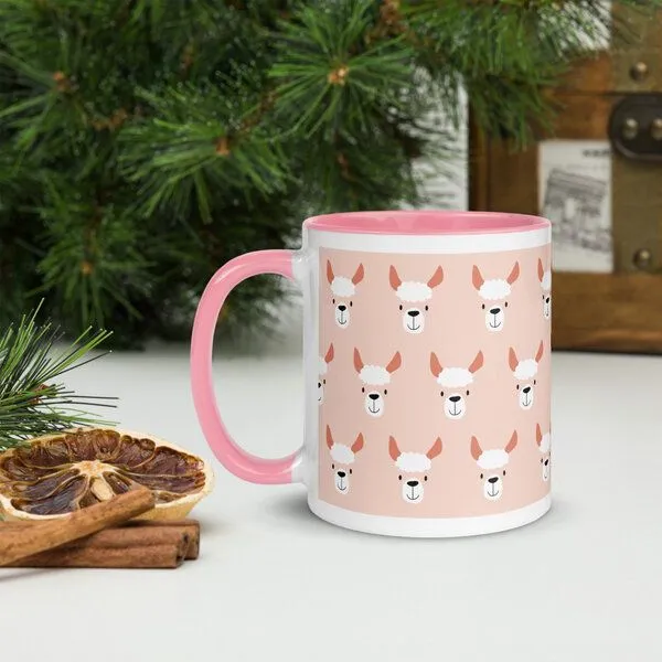 PepMelon PepMelon Lama Tasse mit Farbe innen, Be Llamazing, lustige Lama Weihnachtstasse, Rosa, – Produktbild 3 von 4