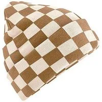 Beechfield Beechfield Beanie mit auffälligem Schachbrettmuster Checkerboard, Biscuit/almond, – Produktbild 1 von 1