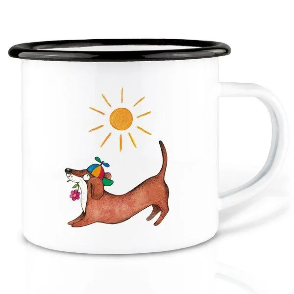LIGARTI Emaille Tasse – Dackelduo – LIGARTI Tiermanufaktur – Produktbild 1 von 4