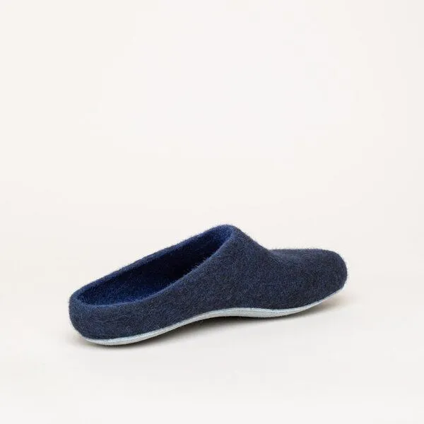 Magicfelt Magicfelt Filz-Hausschuh AP 701 aus 100% Merino-Wolle Pantoffeln für Damen & Herren mit Ledersohle, Dunkel-blau, – Produktbild 4 von 4