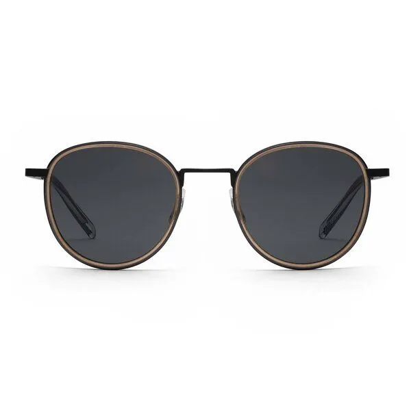 TAKE A SHOT TAKE A SHOT Runde Sonnenbrille aus Edelstahl mit ECO Acetate - Ada Kollektion, Braun (umbra / schwarz / grau), – Produktbild 1 von 4