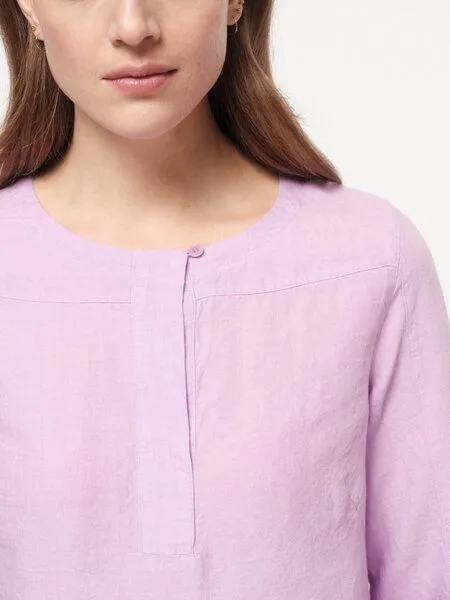 LANIUS LANIUS 3/4 Arm Bluse aus Bio-Leinen, Light lilac, – Produktbild 3 von 4