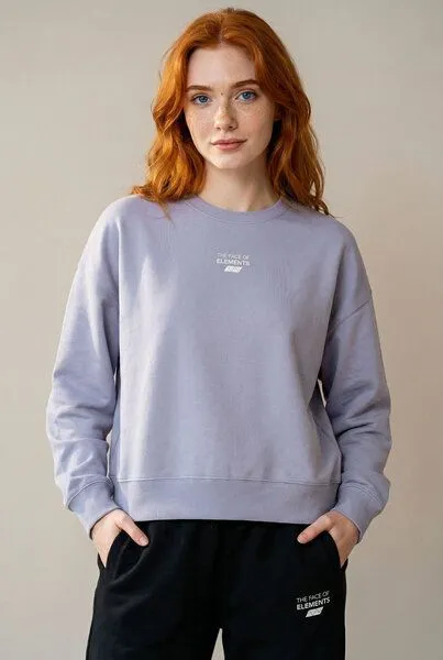 THE FACE OF ELEMENTS The Face of Elements Essential - Relaxed Boxy Fit Sweatshirt aus 100% Bio-Baumwolle, Lavender (lila), – Produktbild 2 von 4