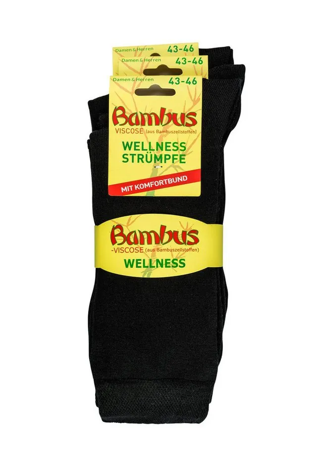 Wowerat Socken 3 Paar superweiche Bambus Wellness Socken normallang Damen & Herren (3 Paar), Schwarz, – Produktbild 1 von 2