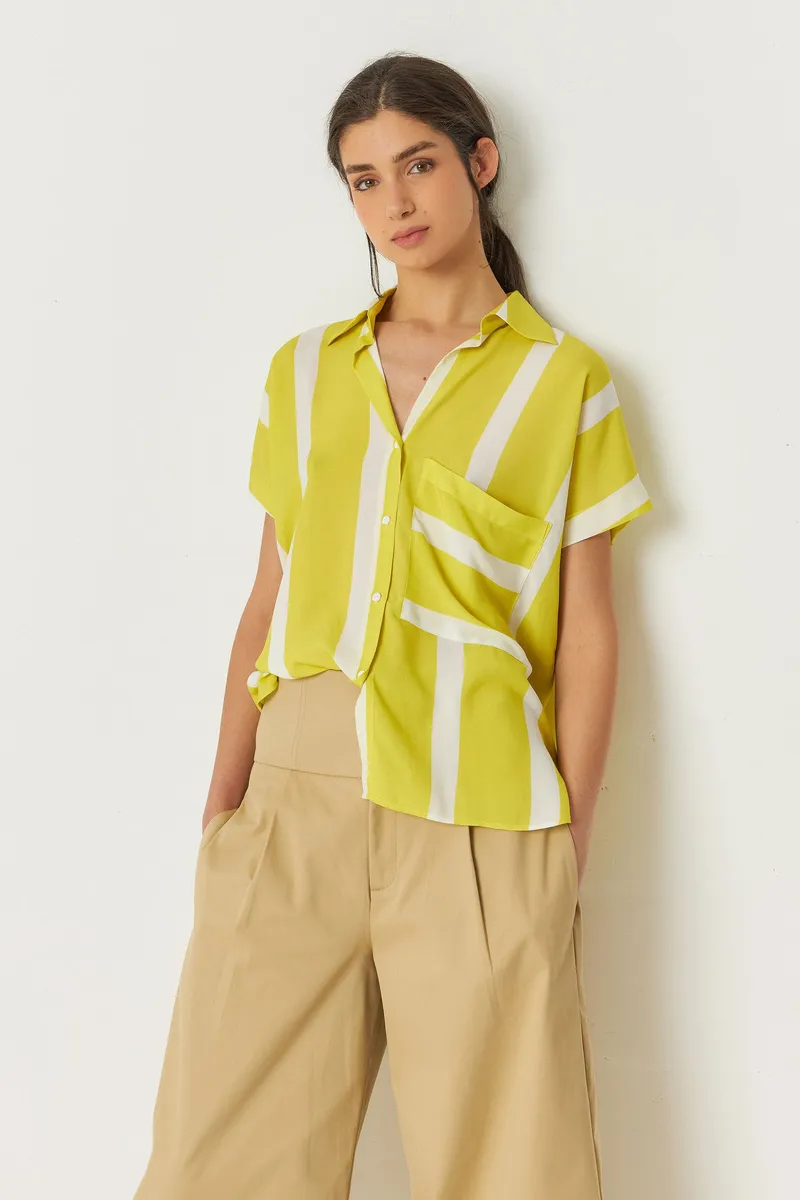 SKFK SKFK Damen vegan Shirt One Weiß/Gelb, Weiß, – Produktbild 1 von 2