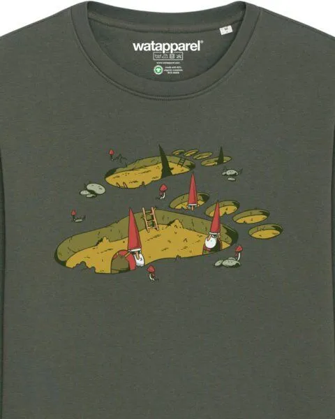 watapparel watapparel Sweatshirt Unisex Gnome Footprint, Khaki, – Produktbild 3 von 3