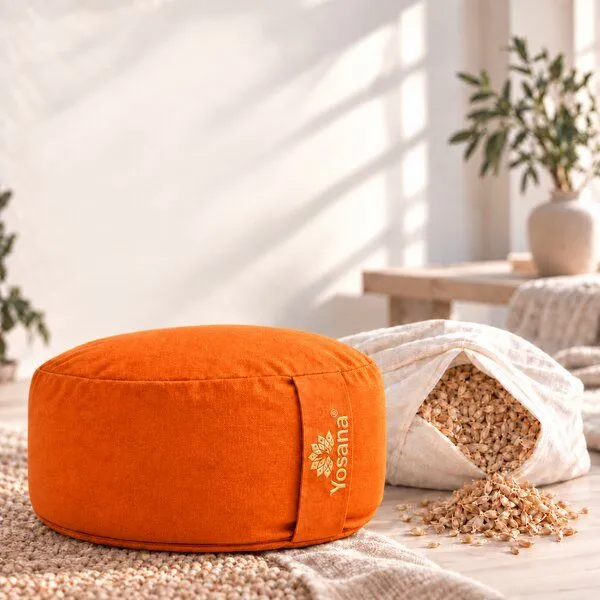 Yosana Yosana Yogakissen rund, Meditationskissen 30x15cm, Kurkuma, – Produktbild 7 von 8