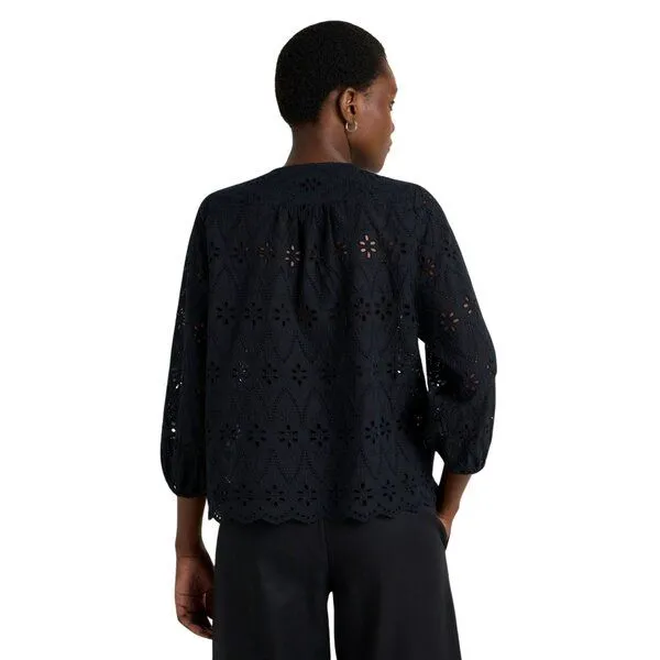 LANIUS LANIUS Spitzen-Bluse aus Bio-Baumwolle, Black (schwarz), – Produktbild 3 von 4