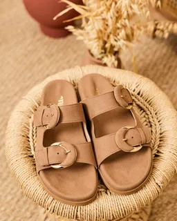 Minuit Sur Terre Minuit Sur Terre Damen vegan Sandalen Camelia Mokka Beige Braun – Produktbild 1 von 1