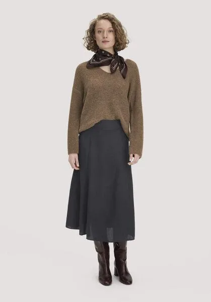 hessnatur hessnatur Gewebe Rock Midi aus reiner TENCEL Lyocell, Schwarz, – Produktbild 1 von 4