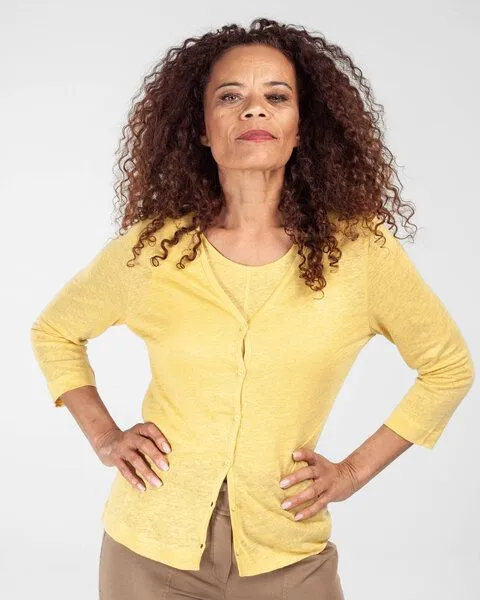 Alma & Lovis Alma & Lovis Kurzjacke aus Leinen | Linen Jacket, Bright gold (gelb), – Produktbild 4 von 4