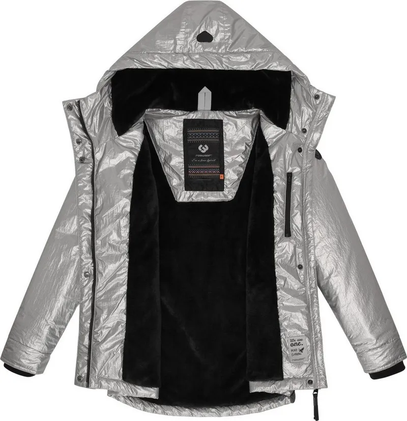 ragwear ragwear Winterjacke Monadde Bling Glänzende warme Jacke mit Kapuze, Grau, – Produktbild 1 von 5